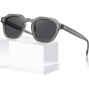image:imageCARFIA Classic Cool Atetate Sunglasses for Men Polarized UV400 Protection Trendy Keyhole Square Sun Glasses Driving Shades4 Clear Grey Frame Grey Lens