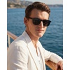 image:imageCARFIA Acetate Polarized Sunglasses for Men Classic Retro Style CA5402  AntiGlare Handmade Acetate Hypoallergenic and Nonfading UV Protection Perfect for driving beach golf and giftingB Black Frame Gray Lens