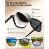 image:imageCARFIA Acetate Polarized Sunglasses for Men Classic Retro Style CA5402  AntiGlare Handmade Acetate Hypoallergenic and Nonfading UV Protection Perfect for driving beach golf and giftingB Black Frame Gray Lens