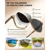 image:imageCARFIA Acetate Polarized Sunglasses for Men Classic Retro Style CA5402  AntiGlare Handmade Acetate Hypoallergenic and Nonfading UV Protection Perfect for driving beach golf and giftingC Clear Tea Frame Gray Lens