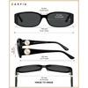 image:imageCARFIA Chic Sunglasses Womens Trendy UV400 Protection Retro Tortoiseshell AcetateRectangle AntiReflective Lenses Shades1 Black Frame  Gray Lens