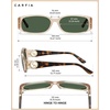 image:imageCARFIA Chic Sunglasses Womens Trendy UV400 Protection Retro Tortoiseshell AcetateRectangle AntiReflective Lenses Shades4 Clear Tea Frame  Green Lens