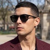 image:imageCARFIA Acetate Polarized Sunglasses for Men Retro Classic Round Shades1 Black Frame Gray Polarized Lens