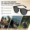 image:imageCARFIA Acetate Polarized Sunglasses for Men Retro Classic Round Shades1 Black Frame Gray Polarized Lens