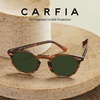 image:imageCARFIA Acetate Polarized Sunglasses for Men Retro Classic Round Shades21 Brown Striped Frame Green Lens