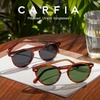 image:imageCARFIA Acetate Polarized Sunglasses for Men Retro Classic Round Shades21 Brown Striped Frame Green Lens
