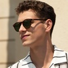 image:imageCARFIA Acetate Polarized Sunglasses for Men Retro Classic Round Shades21 Brown Striped Frame Green Lens