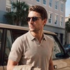 image:imageCARFIA Acetate Polarized Sunglasses for Men Retro Classic Round Shades22 Brown Tortoise Frame Grey Lenses