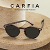 image:imageCARFIA Acetate Polarized Sunglasses for Men Retro Classic Round Shades22 Brown Tortoise Frame Grey Lenses