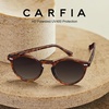 image:imageCARFIA Acetate Polarized Sunglasses for Men Retro Classic Round Shades22 Coffee Tortoise Frame Gray Lens