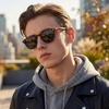 image:imageCARFIA Acetate Polarized Sunglasses for Men Retro Classic Round Shades22 Coffee Tortoise Frame Gray Lens
