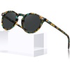 image:imageCARFIA Acetate Polarized Sunglasses for Men Retro Classic Round Shades3 Tortoise Frame Grey Lens