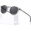 image:imageCARFIA Acetate Polarized Sunglasses for Men Retro Classic Round Shades51 Transparent Gray Frame Gray Lens