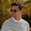 image:imageCARFIA Acetate Polarized Sunglasses for Men Retro Classic Round Shades51 Transparent Gray Frame Gray Lens