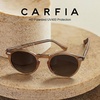 image:imageCARFIA Acetate Polarized Sunglasses for Men Retro Classic Round Shades52 Crystal Brown Frame Gray Gradient Lens