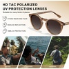 image:imageCARFIA Acetate Polarized Sunglasses for Men Retro Classic Round Shades52 Crystal Brown Frame Gray Gradient Lens