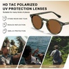 image:imageCARFIA Acetate Polarized Sunglasses for Men Retro Classic Round Shades61 Green Striped Frame Brown Lens