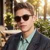 image:imageCARFIA Acetate Polarized Sunglasses for Men Retro Classic Round Shades61 Green Striped Frame Brown Lens