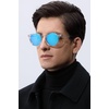 image:imageCARFIA Acetate Polarized Sunglasses for Men Retro Classic Round Shades62 Clear Frame Ice Blue Mirror