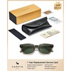 image:imageCARFIA Retro Square Polarized Sunglasses for Men UV 400 Protection CA6232  Handmade Italian Acetate Lightweight and Skinfriendly TAC Lenses Eliminate Glare Blocks Harmful UVA amp UVB rays6 Clear Green Frame  Green Lens