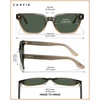 image:imageCARFIA Retro Square Polarized Sunglasses for Men UV 400 Protection CA6232  Handmade Italian Acetate Lightweight and Skinfriendly TAC Lenses Eliminate Glare Blocks Harmful UVA amp UVB rays6 Clear Green Frame  Green Lens