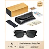 image:imageCARFIA Retro Square Polarized Sunglasses for Men UV 400 Protection CA6232  Handmade Italian Acetate Lightweight and Skinfriendly TAC Lenses Eliminate Glare Blocks Harmful UVA amp UVB rays1 Black Frame  Gray Lens