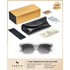 image:imageCARFIA Retro Square Polarized Sunglasses for Men UV 400 Protection CA6232  Handmade Italian Acetate Lightweight and Skinfriendly TAC Lenses Eliminate Glare Blocks Harmful UVA amp UVB rays5 Clear Gray Frame  Gradient Gray Lens