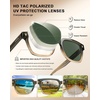 image:imageCARFIA Retro Square Polarized Sunglasses for Men UV 400 Protection CA6232  Handmade Italian Acetate Lightweight and Skinfriendly TAC Lenses Eliminate Glare Blocks Harmful UVA amp UVB rays6 Clear Green Frame  Green Lens