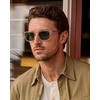 image:imageCARFIA Retro Square Polarized Sunglasses for Men UV 400 Protection CA6232  Handmade Italian Acetate Lightweight and Skinfriendly TAC Lenses Eliminate Glare Blocks Harmful UVA amp UVB rays4 Clear Tea Frame  Green Lens
