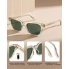 image:imageCARFIA Retro Square Polarized Sunglasses for Men UV 400 Protection CA6232  Handmade Italian Acetate Lightweight and Skinfriendly TAC Lenses Eliminate Glare Blocks Harmful UVA amp UVB rays4 Clear Tea Frame  Green Lens