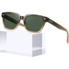 image:imageCARFIA Retro Square Polarized Sunglasses for Men UV 400 Protection CA6232  Handmade Italian Acetate Lightweight and Skinfriendly TAC Lenses Eliminate Glare Blocks Harmful UVA amp UVB rays6 Clear Green Frame  Green Lens