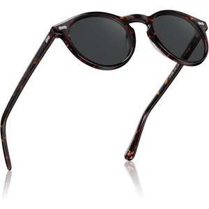 image:imageCARFIA Acetate Polarized Sunglasses for Men Retro Classic Round Shades22 Brown Tortoise Frame Grey Lenses