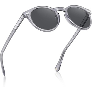 image:imageCARFIA Acetate Polarized Sunglasses for Men Retro Classic Round Shades51 Transparent Gray Frame Gray Lens