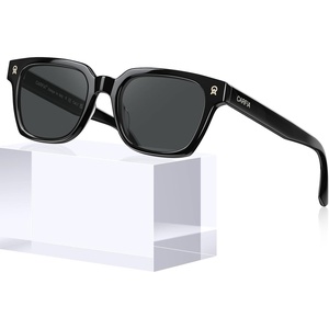 image:imageCARFIA Retro Square Polarized Sunglasses for Men UV 400 Protection CA6232  Handmade Italian Acetate Lightweight and Skinfriendly TAC Lenses Eliminate Glare Blocks Harmful UVA amp UVB rays1 Black Frame  Gray Lens