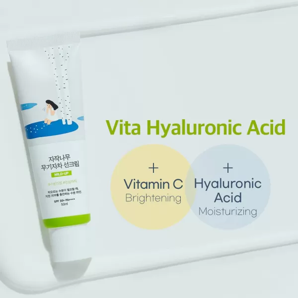 imageROUND LAB Birch Juice Mildup Sunscreen UV LOCK 169 Fl Oz SPF 50 broad spectrum Mineral Zinc Oxide Sunscreen for Sensitive Skin Control Oil and Sebum Ocean FriendlyReef Safe Korean Sunscreen