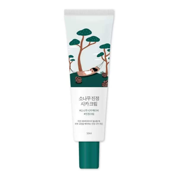 imageROUND LAB Pine Calming Cica Cream Unscented  5CICA solution for hormonal breakouts acneprone skin and rosacea Nourishing ampamp moisturizing cream 169floz