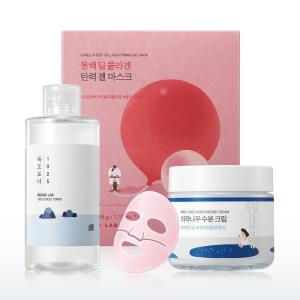 imageROUND LAB 1025 Dokdo Toner 150mlBirch Juice Cream 80mlCamellia Deep Collagen Firming Mask 4ea Glass Skin Night Routine Hydration for Sensitive Skin Collagen mask