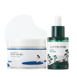 imageROUND LAB Birch Juice Moisturizing Pads 80ea  Pine Calming Cica Ampoule  intense soothing and hydrating care morning makeup prep acne skin serum toner pads acneprone skin