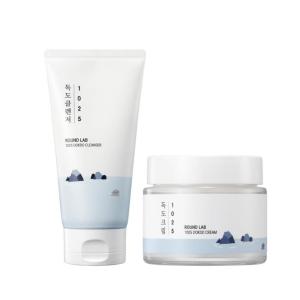 imageROUND LAB 1025 Dokdo Cleanser 150ml Dokdo Cream 80ml Duo  Hydration for sensitive skin gentle exfoliation24hour moisturizing cream korean skincare