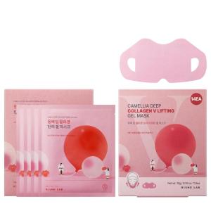 imageROUND LAB Camellia Collagen Mask 4ea  Camellia Deep Collagen V Lifting Gel Mask 14ea Double Chin Mask Instant Cooling ampamp Depuffing Korean Skincare