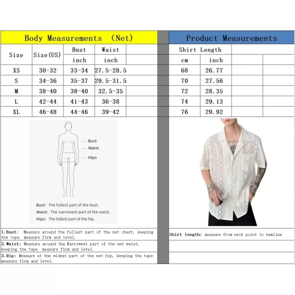 chouyatou Mens Casual Button Down Cuban Collar Crochet Shirt Blouses Short Sleeve Beach Vacation Top ShirtsWhite
