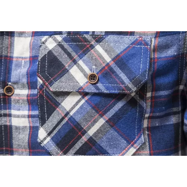 chouyatou Mens Casual Long Sleeve Button Down Plaid Flannel Shirt Shacket TopsBlue Black