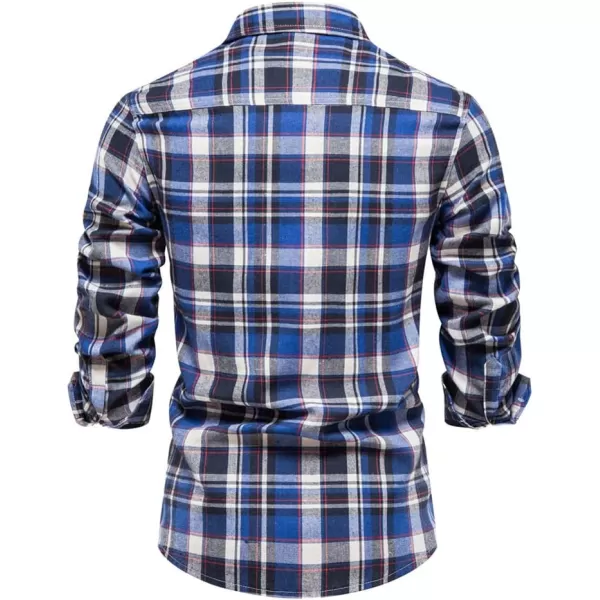 chouyatou Mens Casual Long Sleeve Button Down Plaid Flannel Shirt Shacket TopsBlue Black