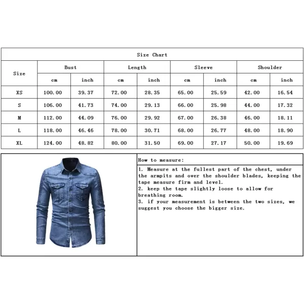 chouyatou Mens Casual Ruffle Performance Button Down Distressed Denim ShirtBlue