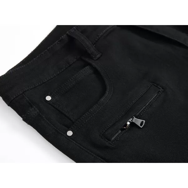 chouyatou Mens Cool Stylish Wrinkle Performance Slim Ripped Denim ShortsBlackno Holes