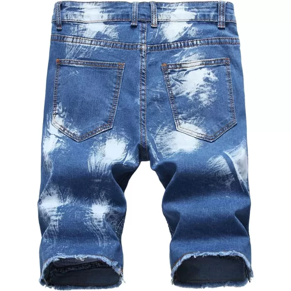 chouyatou Mens Cool Stylish Wrinkle Performance Slim Ripped Denim ShortsColor01