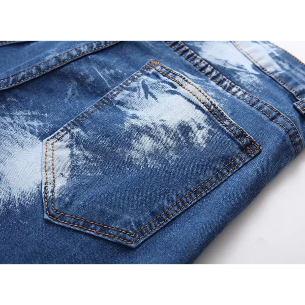 chouyatou Mens Cool Stylish Wrinkle Performance Slim Ripped Denim ShortsColor01