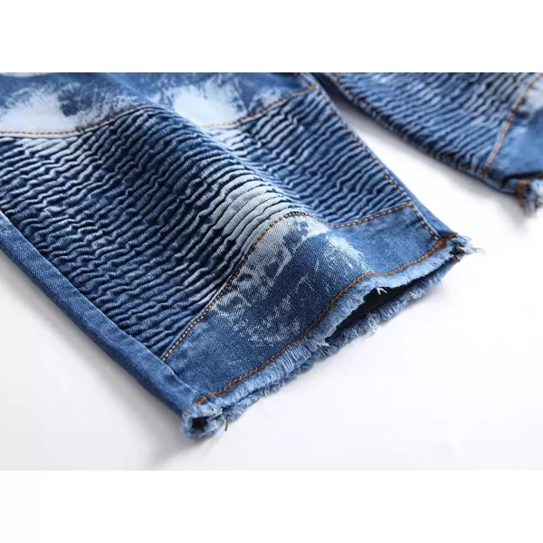 chouyatou Mens Cool Stylish Wrinkle Performance Slim Ripped Denim ShortsColor01
