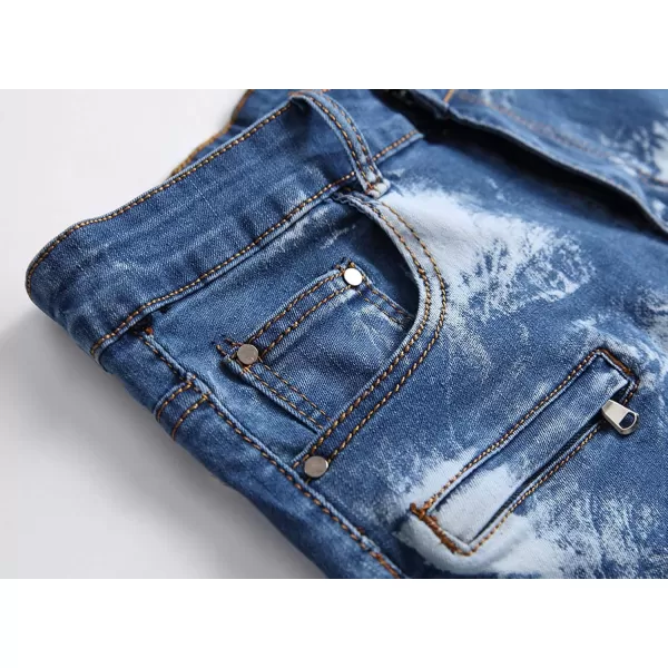 chouyatou Mens Cool Stylish Wrinkle Performance Slim Ripped Denim ShortsColor01