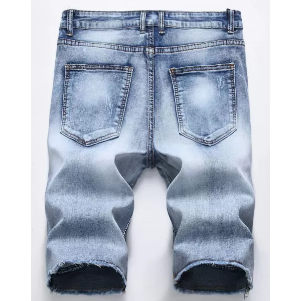 chouyatou Mens Cool Stylish Wrinkle Performance Slim Ripped Denim ShortsColor03